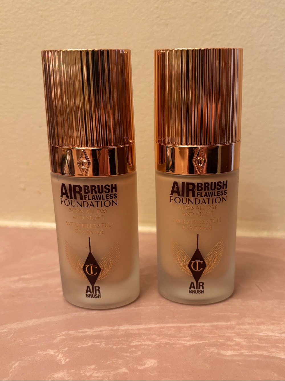 Charlotte Tilbury Airbrush flawless foundation shades 3 neutral and 4 neutral